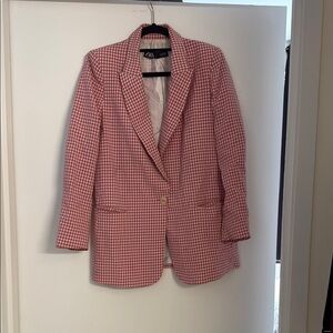 Zara Red Checkered Women's Blazer